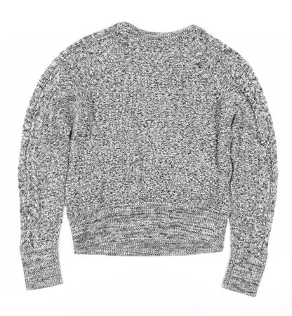GAP Womens Grey Cotton Cable-Knit Crew Neck Jumper M