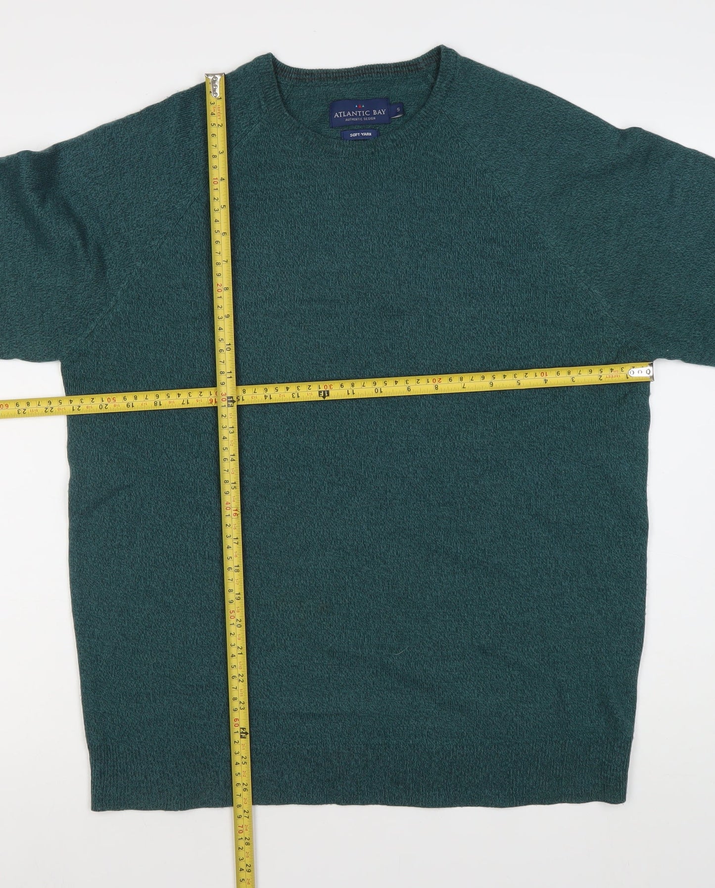 Atlantic Bay Men's Green Small Crew Neck Pullover Jumper Knit