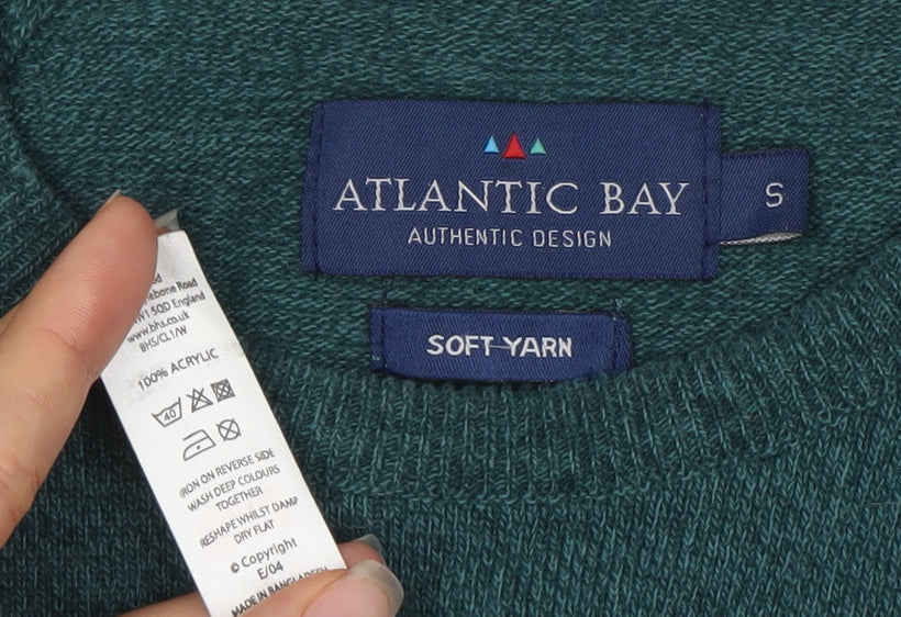 Atlantic Bay Men's Green Small Crew Neck Pullover Jumper Knit