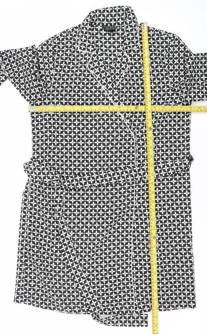 Topshop Women's Black Geometric Print Wrap Dress Size 8