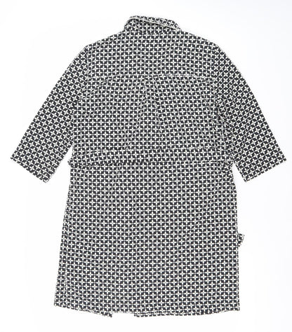 Topshop Women's Black Geometric Print Wrap Dress Size 8