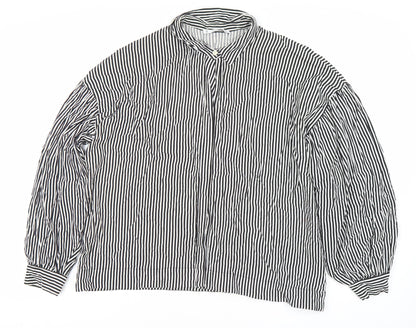 Womens UK Size M Pull&Bear Black Basic Button-Up