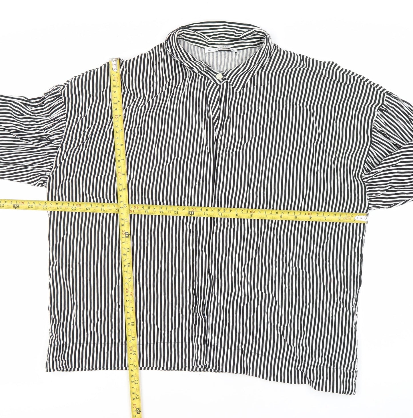 Womens UK Size M Pull&Bear Black Basic Button-Up