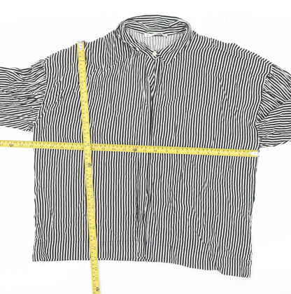 Womens UK Size M Pull&Bear Black Basic Button-Up