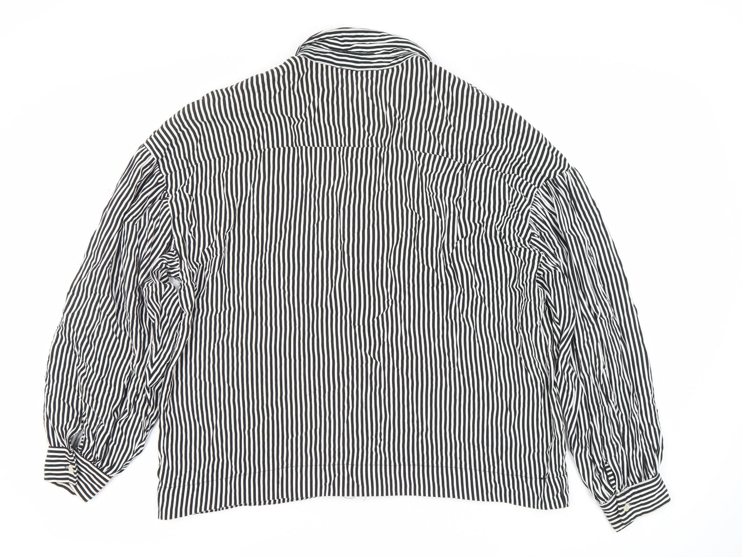 Womens UK Size M Pull&Bear Black Basic Button-Up