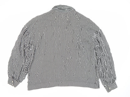 Womens UK Size M Pull&Bear Black Basic Button-Up