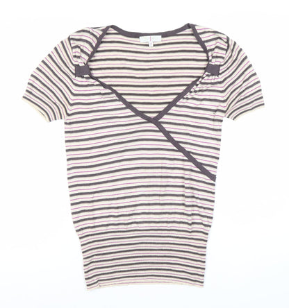 Jasper Conran Women's Multicoloured Striped Size 12 Wrap Knit T-Shirt