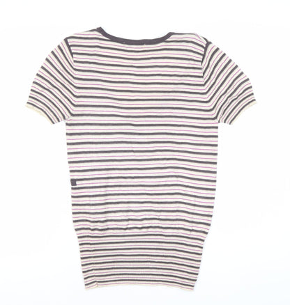 Jasper Conran Women's Multicoloured Striped Size 12 Wrap Knit T-Shirt