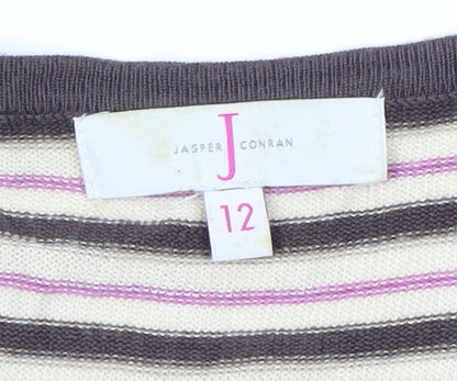 Jasper Conran Women's Multicoloured Striped Size 12 Wrap Knit T-Shirt
