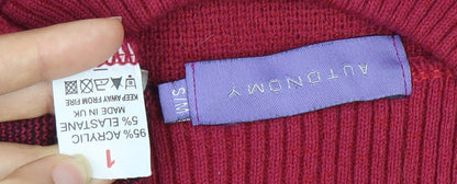 Autonomy Women's Red Floral Knit Crew Neck Long Sleeve Cardigan Size S