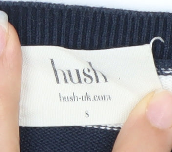 Hush Women’s Blue Striped Crew Neck Jumper S ‘Lucky’ Embroidered