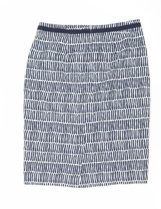 Boden Women Blue Geometric Knee Length Straight Pencil Skirt Size 10