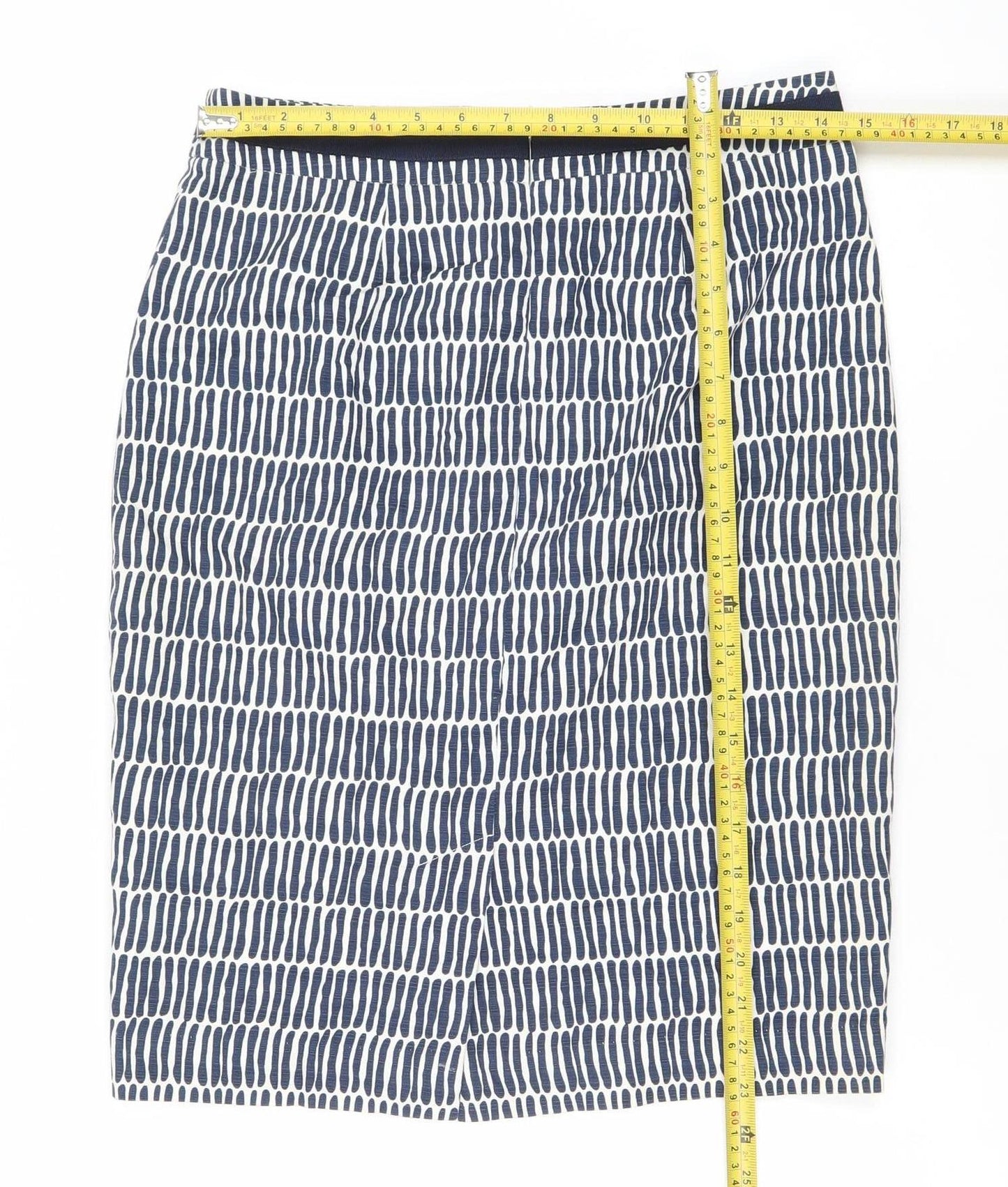 Boden Women Blue Geometric Knee Length Straight Pencil Skirt Size 10