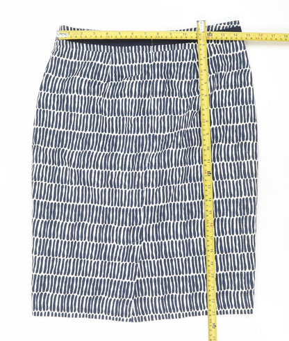 Boden Women Blue Geometric Knee Length Straight Pencil Skirt Size 10