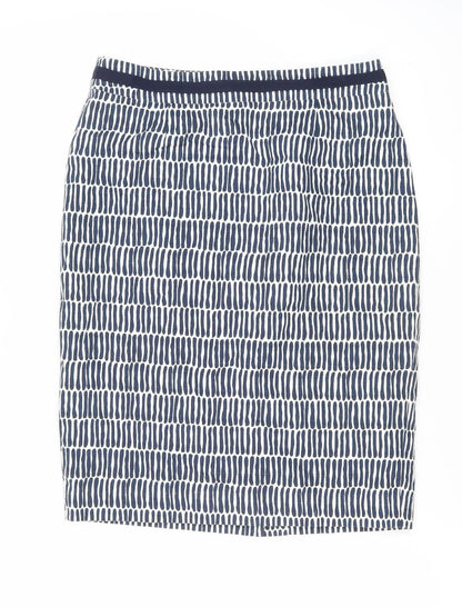 Boden Women Blue Geometric Knee Length Straight Pencil Skirt Size 10