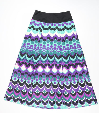 Monsoon Women’s Multicoloured Geometric Midi Pleated Skirt Size 6