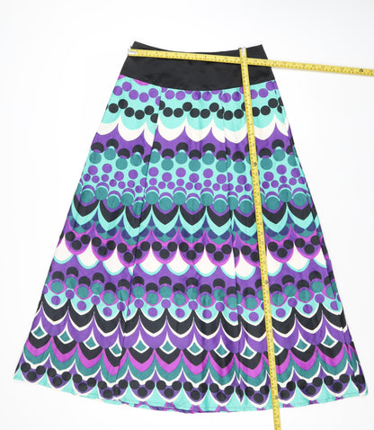 Monsoon Women’s Multicoloured Geometric Midi Pleated Skirt Size 6