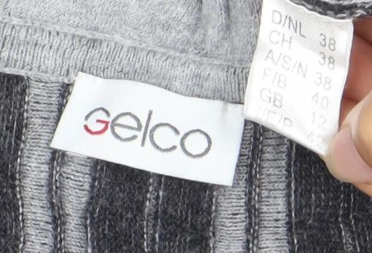 Geico Womens Grey Striped Longline Cardigan Size 12 Shawl Collar