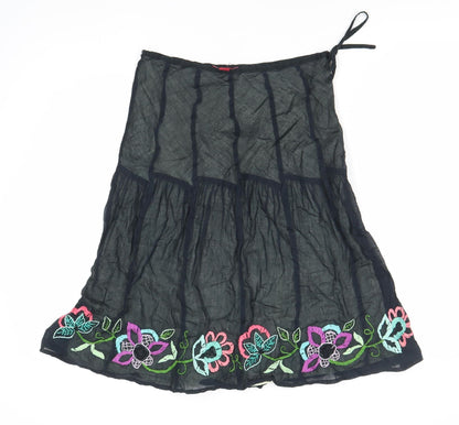Monsoon Women’s Black Size 8 Knee Length A-Line Cotton Skirt
