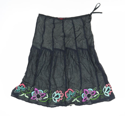 Monsoon Women’s Black Size 8 Knee Length A-Line Cotton Skirt