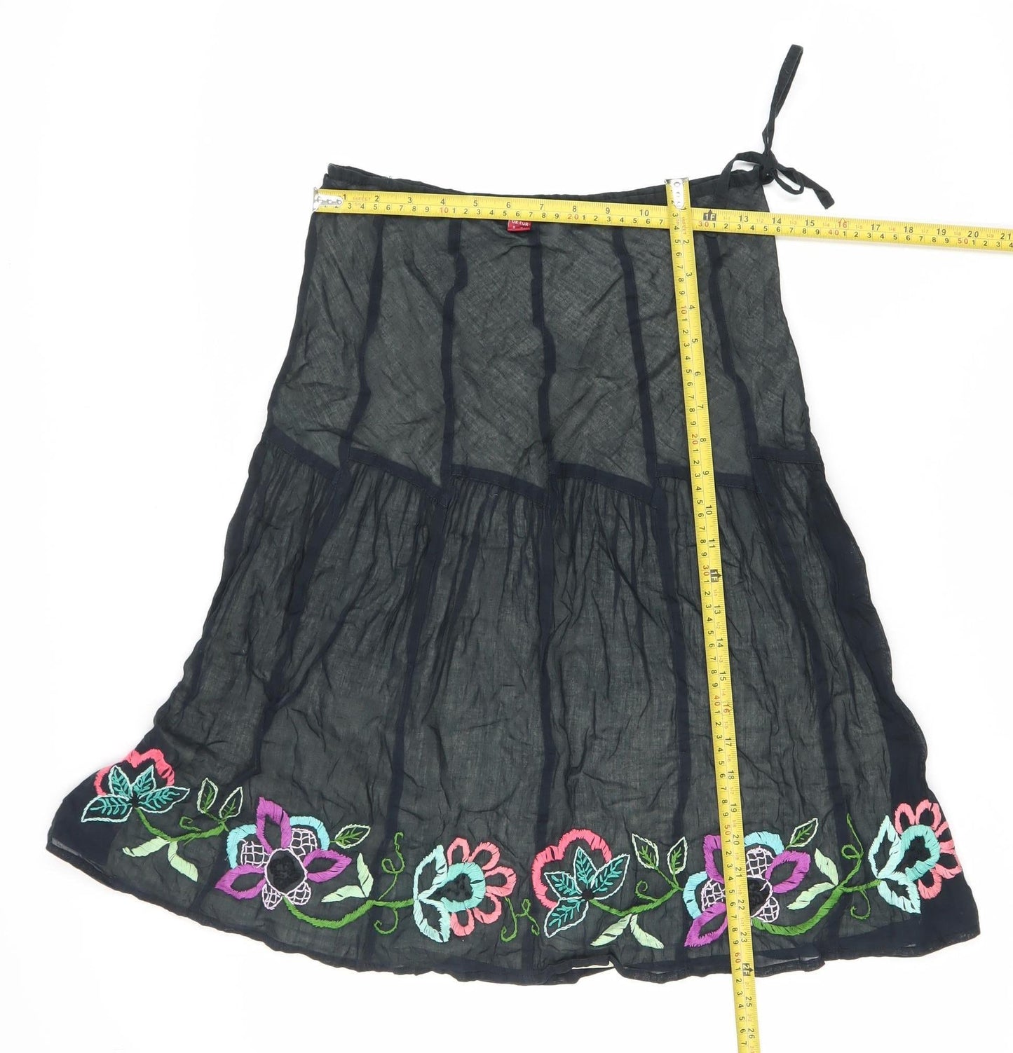 Monsoon Women’s Black Size 8 Knee Length A-Line Cotton Skirt