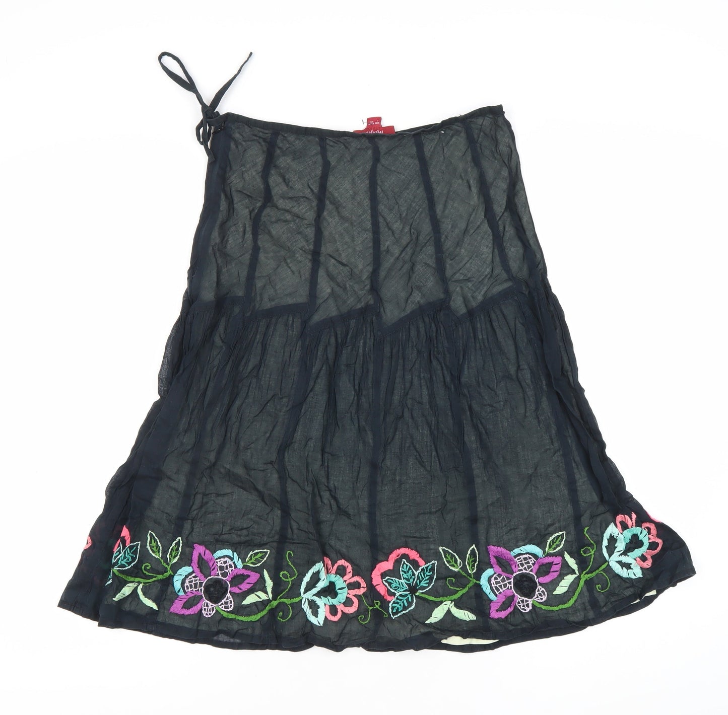 Monsoon Women’s Black Size 8 Knee Length A-Line Cotton Skirt