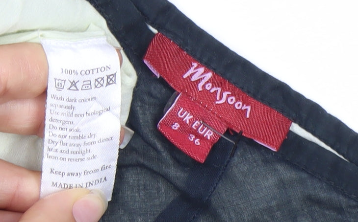 Monsoon Women’s Black Size 8 Knee Length A-Line Cotton Skirt