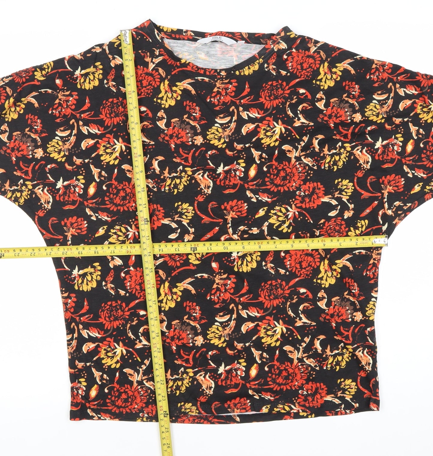 Womens UK Size S ISLE Essentials Multicoloured Basic T-Shirt