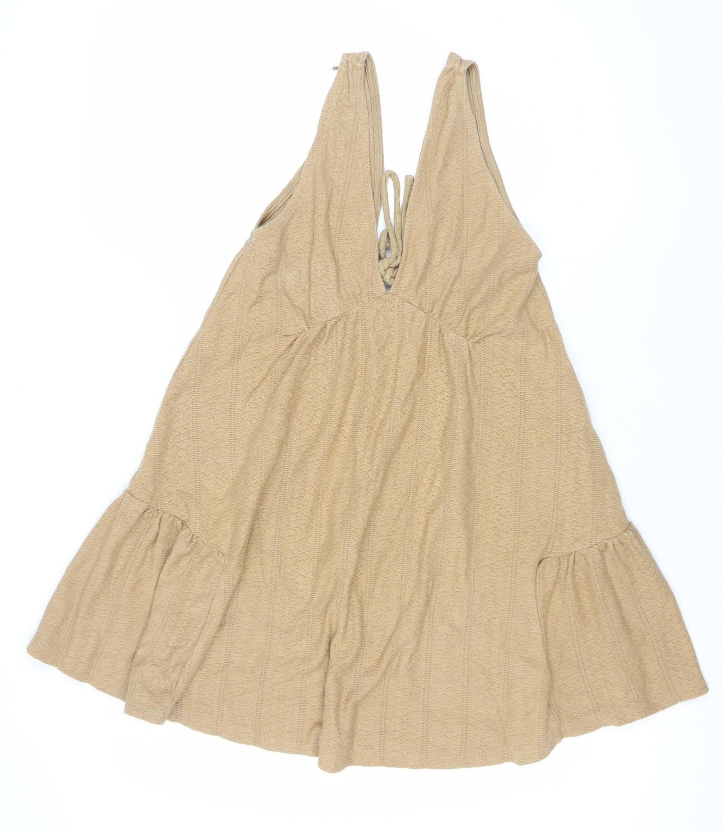 Pull&Bear Women's Beige Sleeveless A-Line Knit Dress Size S
