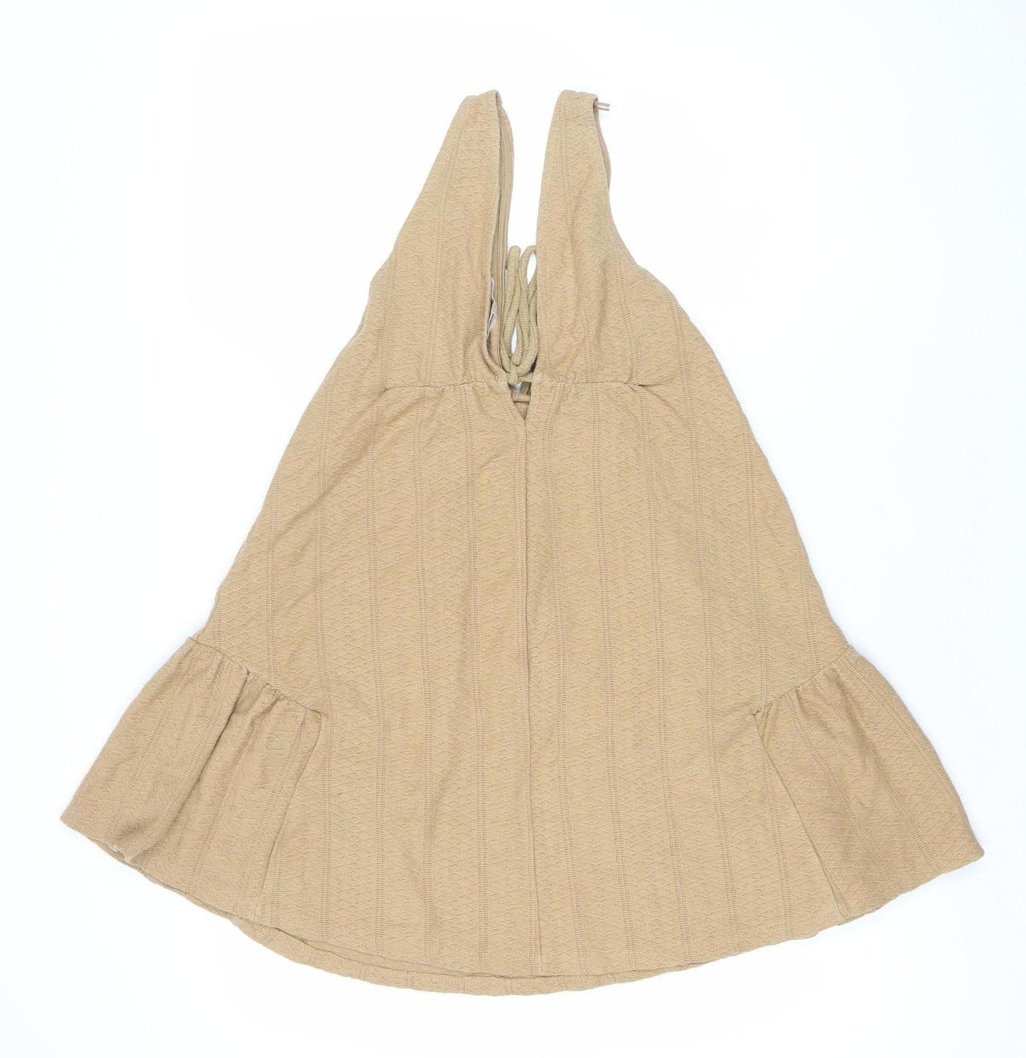 Pull&Bear Women's Beige Sleeveless A-Line Knit Dress Size S