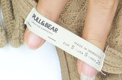 Pull&Bear Women's Beige Sleeveless A-Line Knit Dress Size S