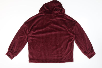 Marks & Spencer Women's Purple Velvet Pullover Hoodie L Regular Fit