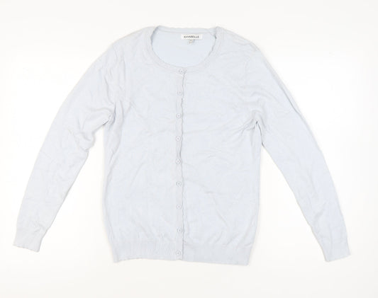 Annabelle Women's Blue Crew Neck Long Sleeve Cardigan Size S