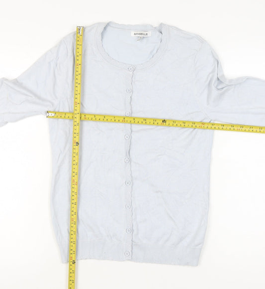 Annabelle Women's Blue Crew Neck Long Sleeve Cardigan Size S