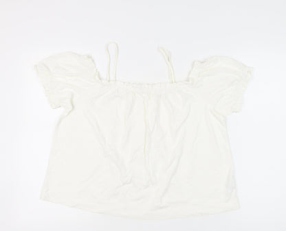 Womens UK Size L H&M White Peasant Blouse