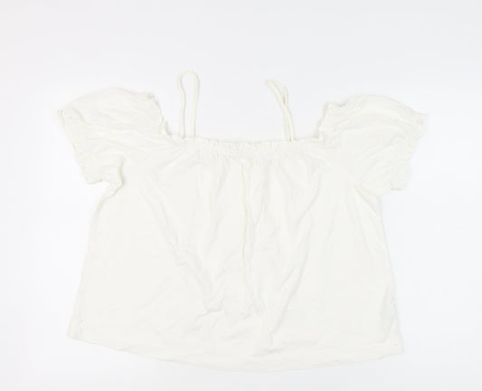 Womens UK Size L H&M White Peasant Blouse