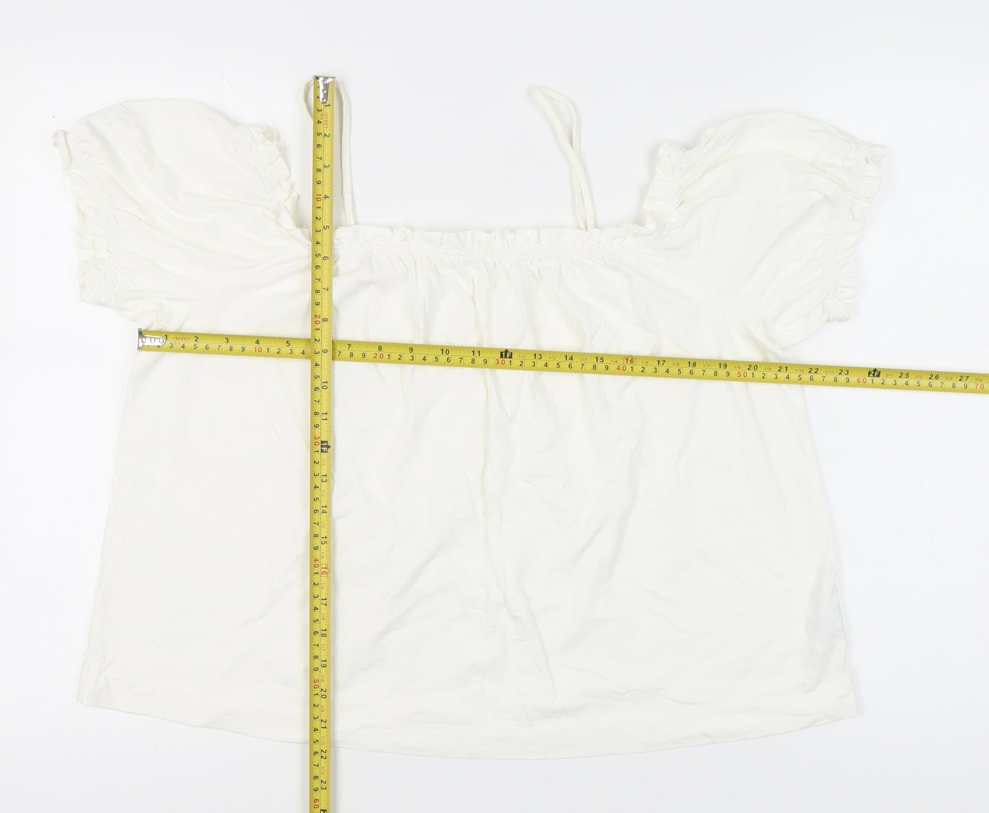 Womens UK Size L H&M White Peasant Blouse