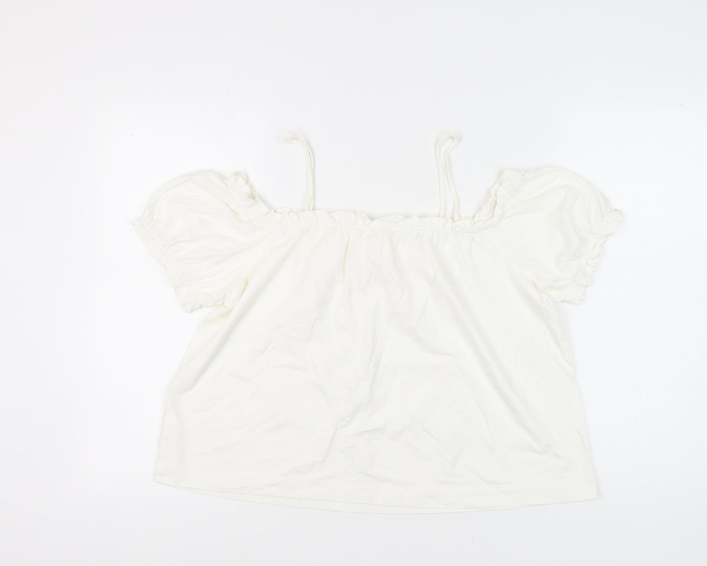 Womens UK Size L H&M White Peasant Blouse