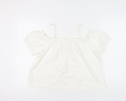 Womens UK Size L H&M White Peasant Blouse