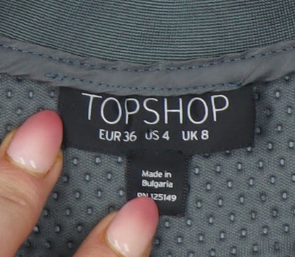 Womens UK Size 8 Topshop Grey Bomber Jacket