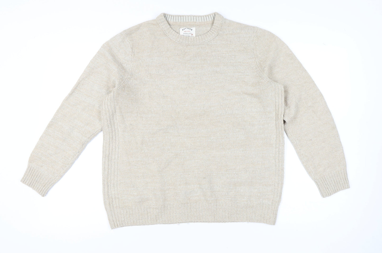 Fat Face Men's Beige XL Crew Neck Pullover Jumper Knit Autumn Winter