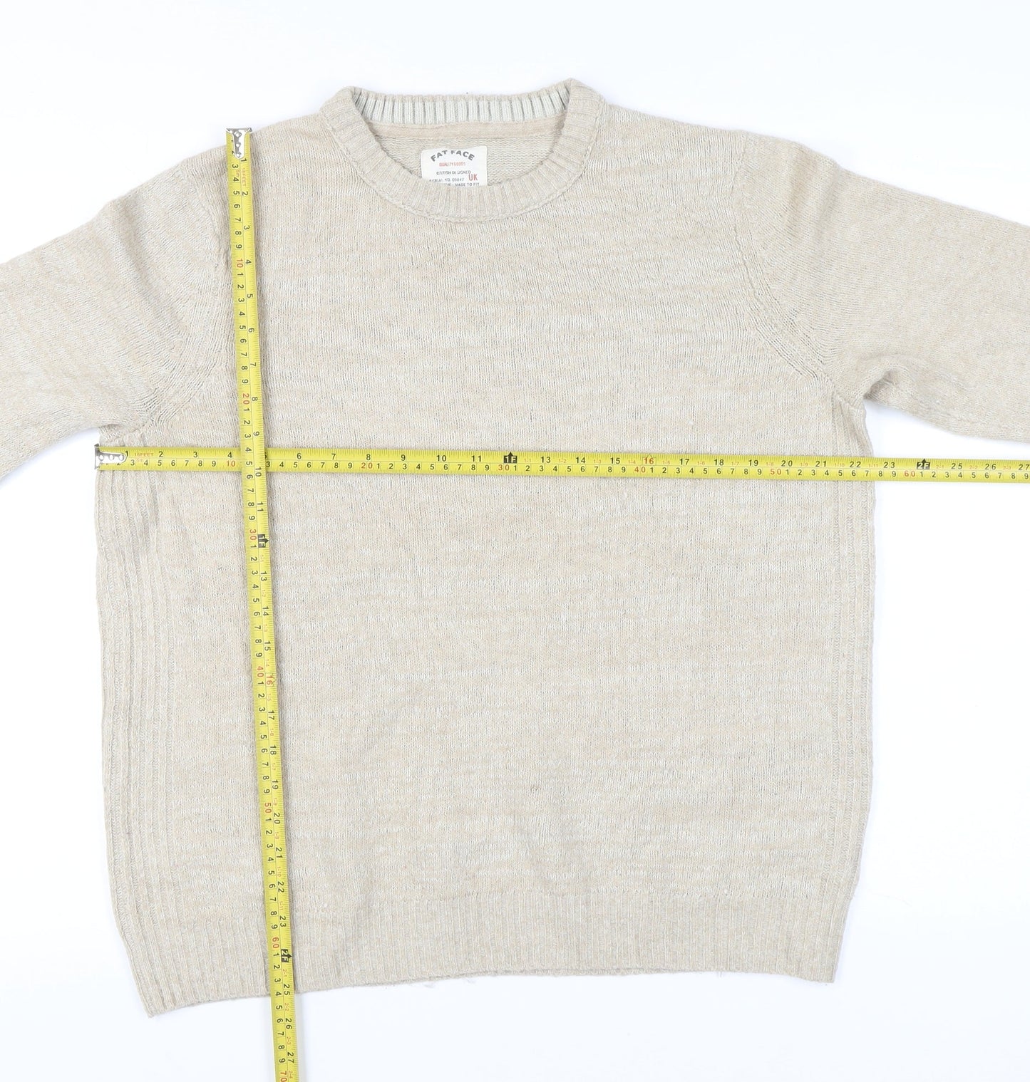 Fat Face Men's Beige XL Crew Neck Pullover Jumper Knit Autumn Winter