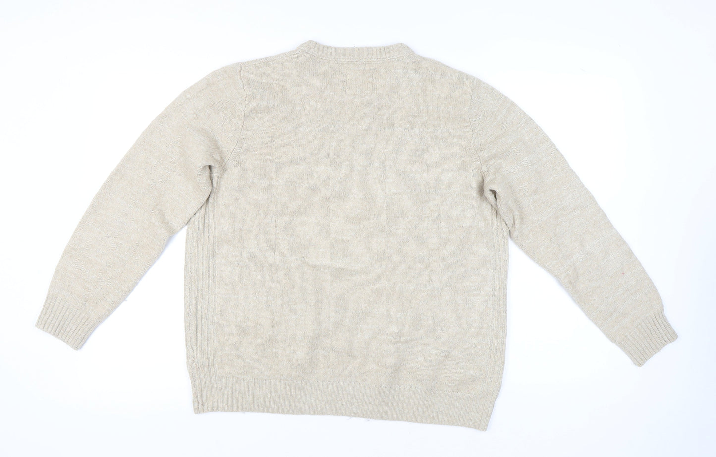 Fat Face Men's Beige XL Crew Neck Pullover Jumper Knit Autumn Winter