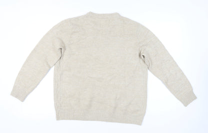 Fat Face Men's Beige XL Crew Neck Pullover Jumper Knit Autumn Winter