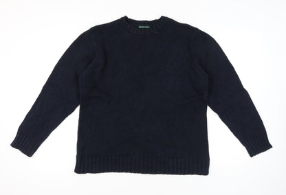 Racing Green Men's Blue Cotton Crew Neck Jumper M Regular Fit