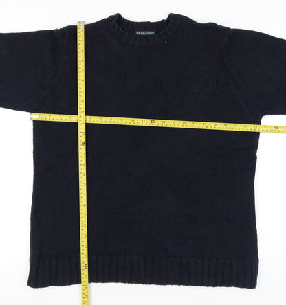 Racing Green Men's Blue Cotton Crew Neck Jumper M Regular Fit