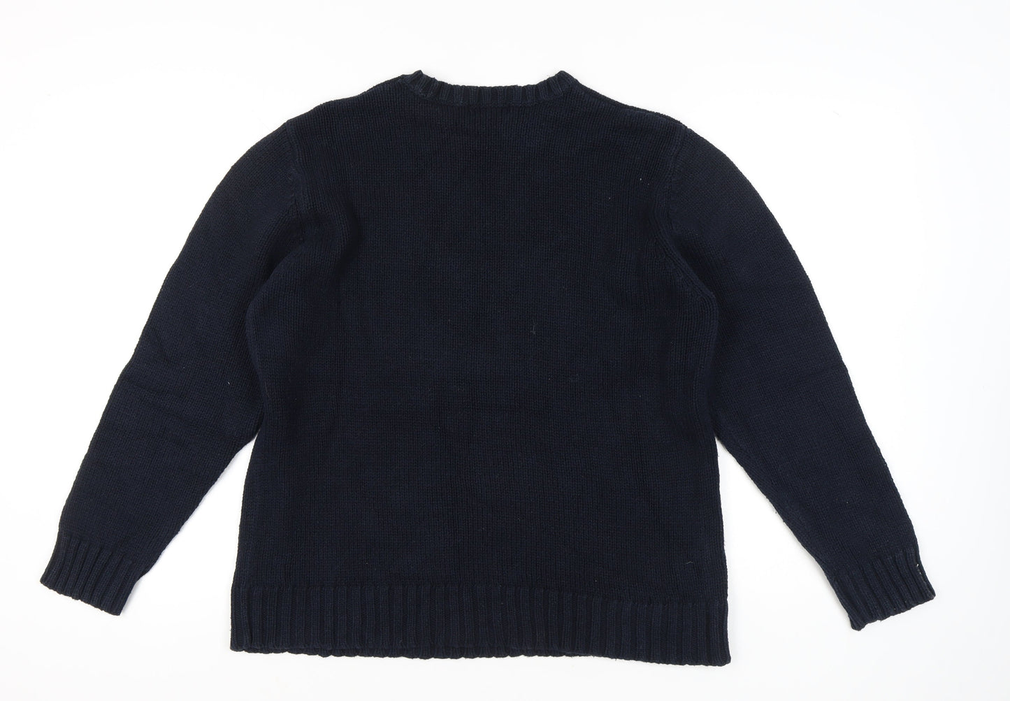 Racing Green Men's Blue Cotton Crew Neck Jumper M Regular Fit