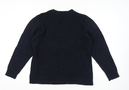 Racing Green Men's Blue Cotton Crew Neck Jumper M Regular Fit