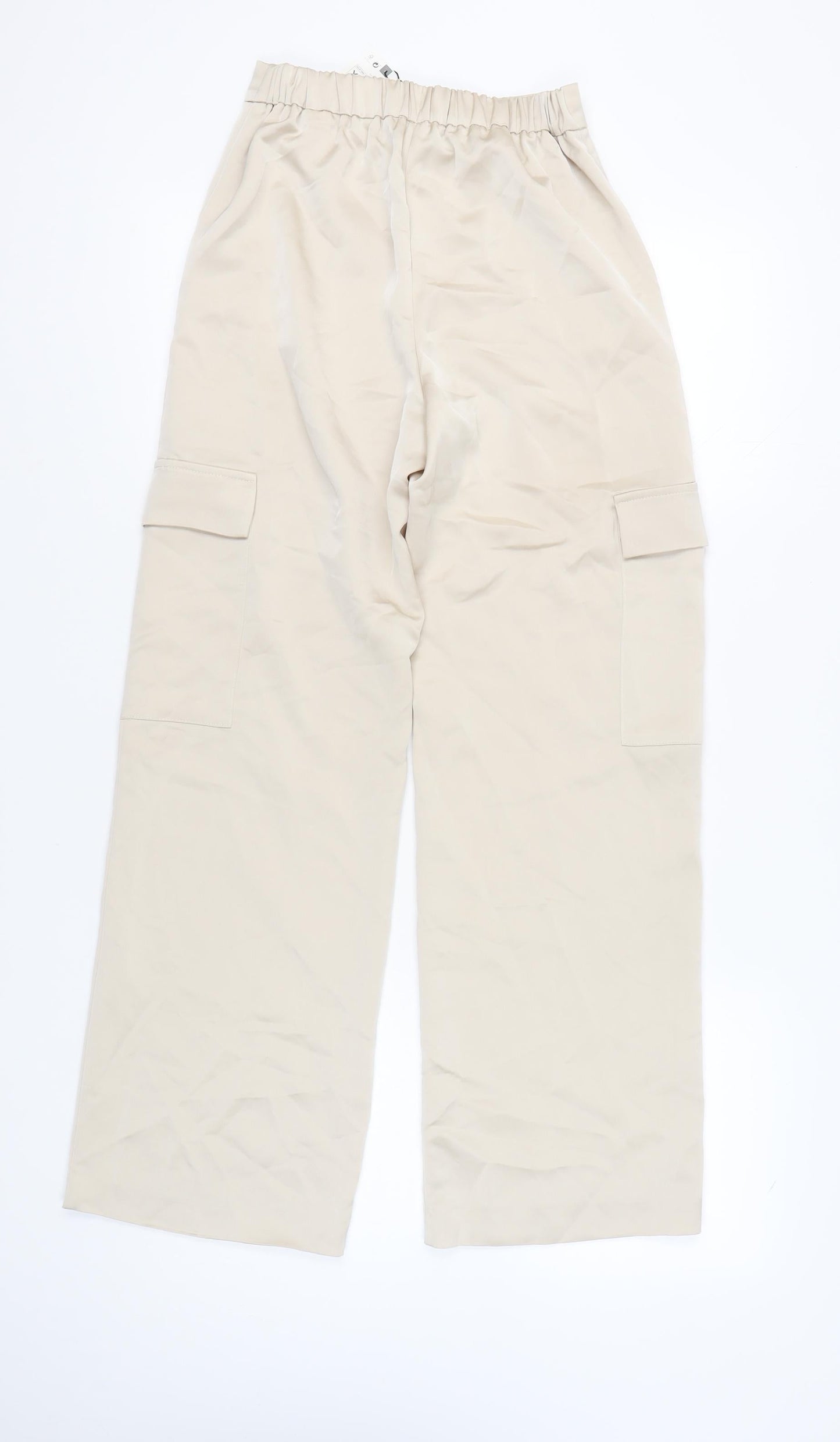 Womens UK Size XS Zara Regular Fit Cargo Beige Trousers