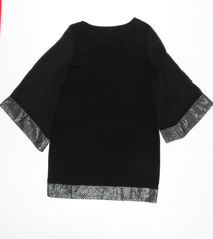 Billie & Blossom Women’s Black Sequin Trim Shift Dress Size 14